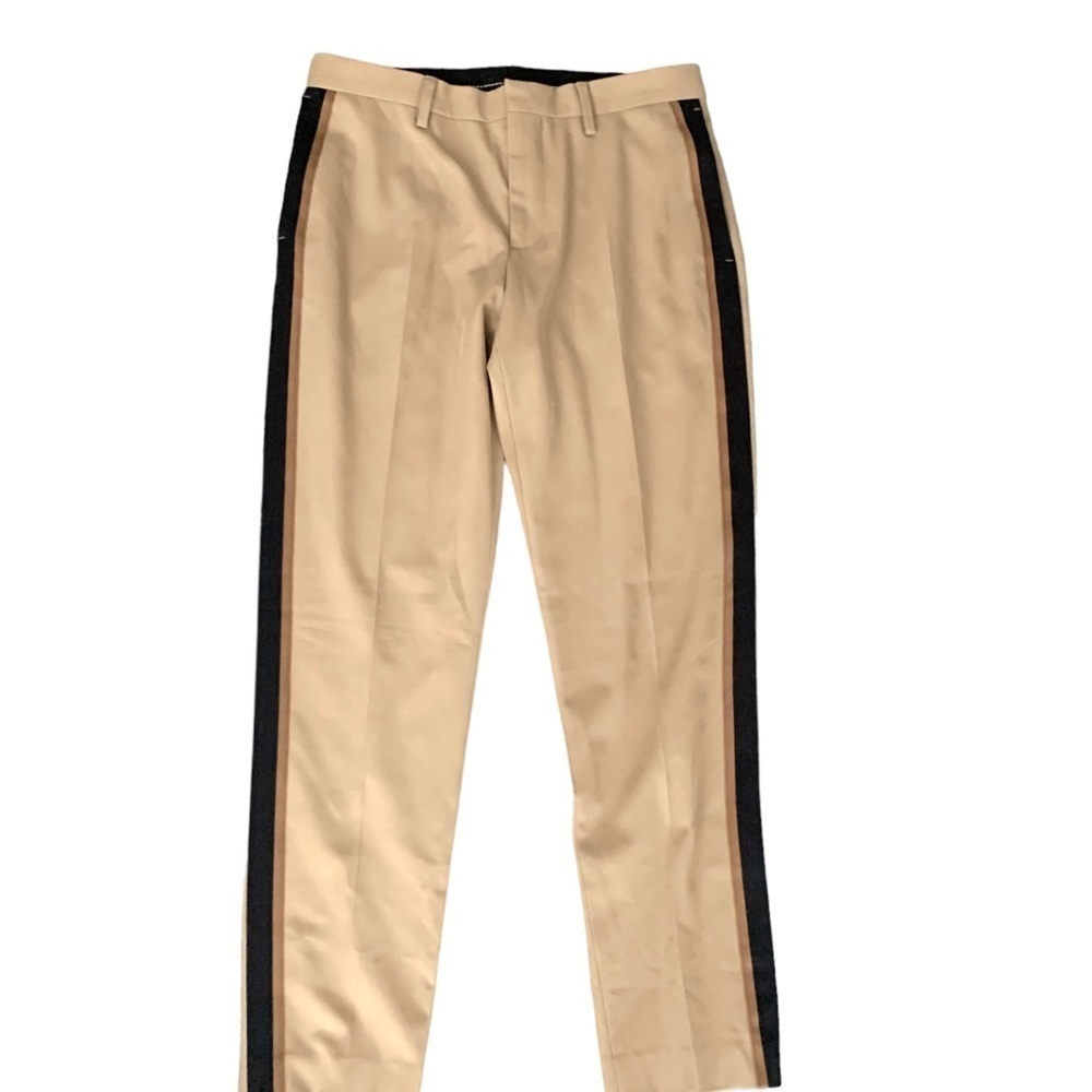 ZARA Beige Trousers Size 30 Men’s Black Tan Side Two Stripe Pocketed Pants